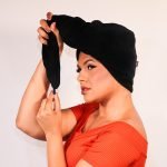 Turban towel 2x1 - Muslin 100% cotton + Fleece - Black